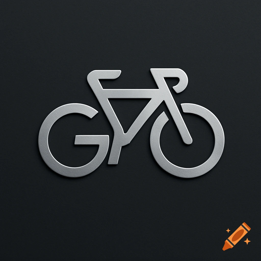 A silver metallic logo of a bicycle formed by the letters G, H, and T, on a dark textured background.