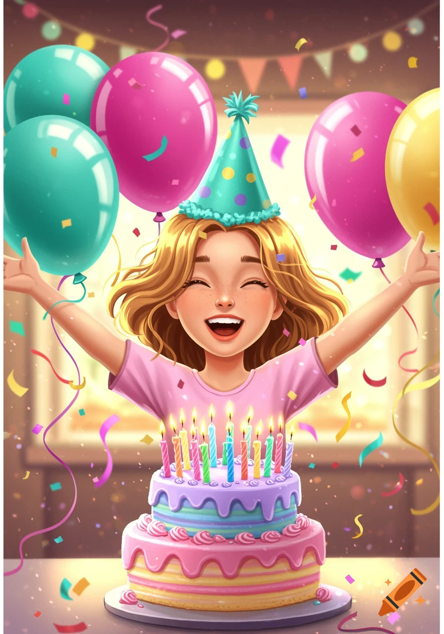 Original Cute Cartoon Happy Birthday Birthday Party Children Illustration  Illustration | PSD Free Download - Pikbest, image size:896x1280