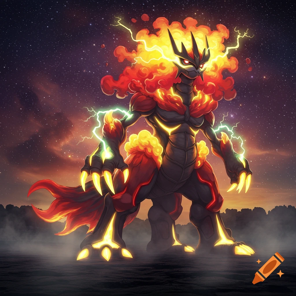 Image of a Powerful Legendary Pokemon created on Craiyon, image size:1024x1024