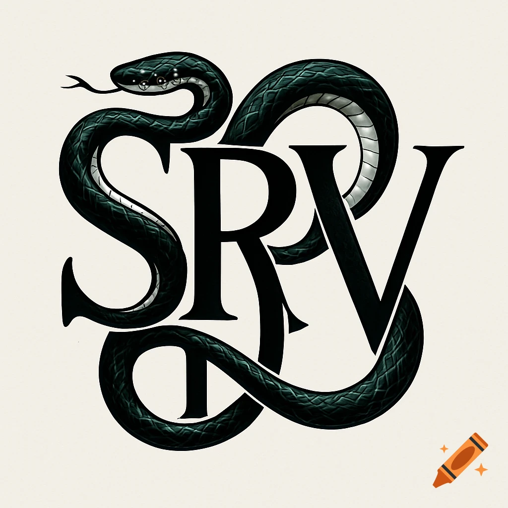 A stylized logo of a dark green and black snake coiling around the black letters S, R, P, and V on a cream background.