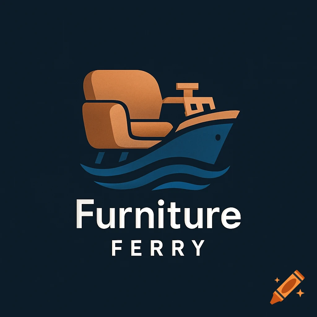 Stylized logo featuring an orange armchair on a blue ferry boat, with the text 'Furniture FERRY' below.