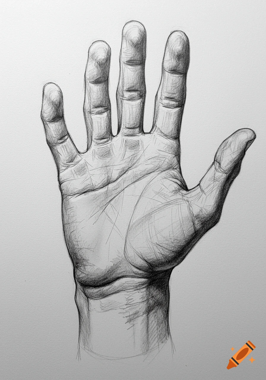 Realistic Hand Drawing created on Craiyon, image size:896x1280