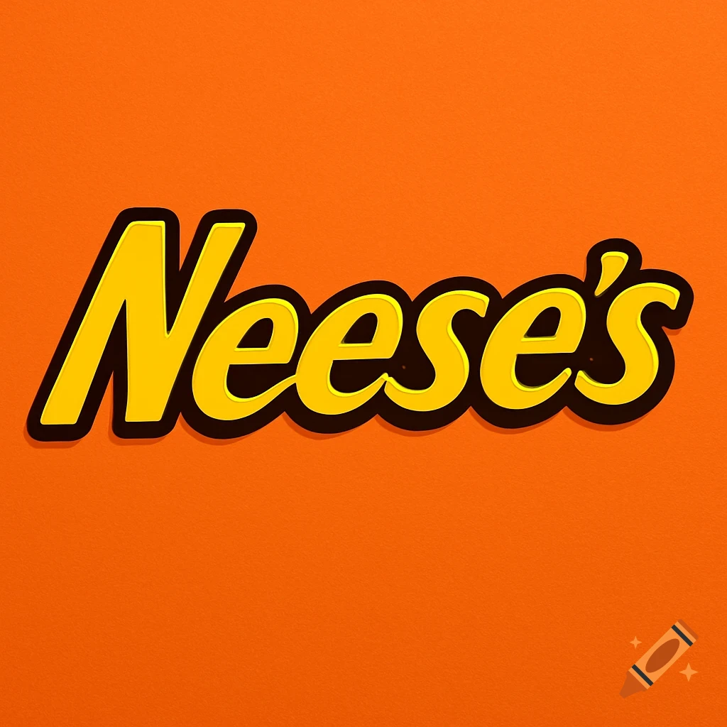 The word Neese's in a yellow, stylized font with a brown outline on an orange background, resembling the Reese's logo.