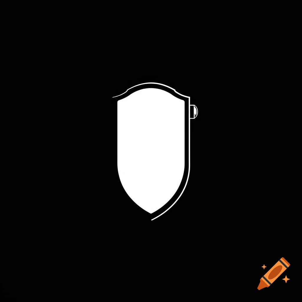 A minimalist white heater shield silhouette on a black background.