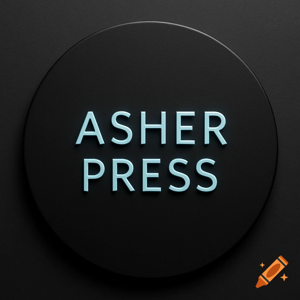A black circular emblem with the words 'ASHER PRESS' in light blue, rendered with an embossed effect.