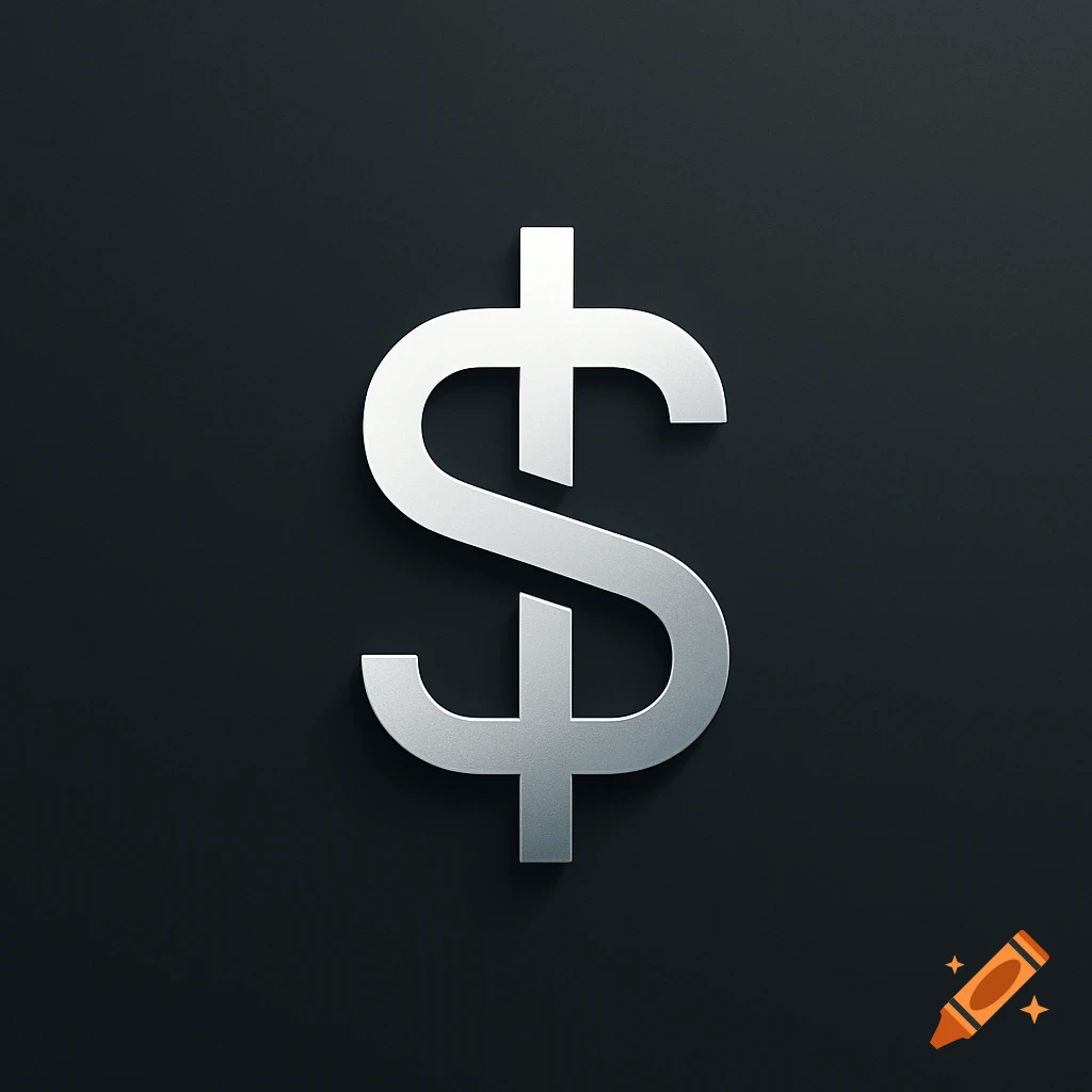 3D metallic silver dollar sign on a dark background.