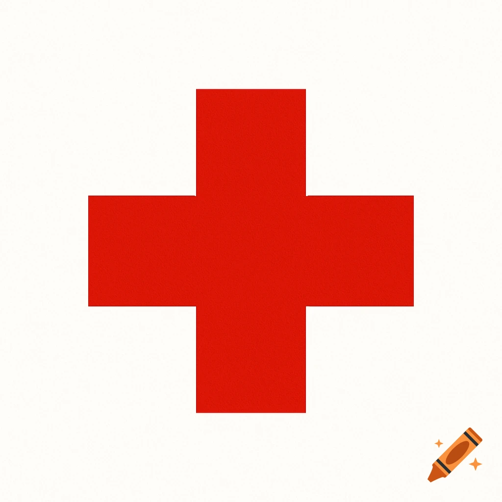 A red cross symbol on a textured white background.