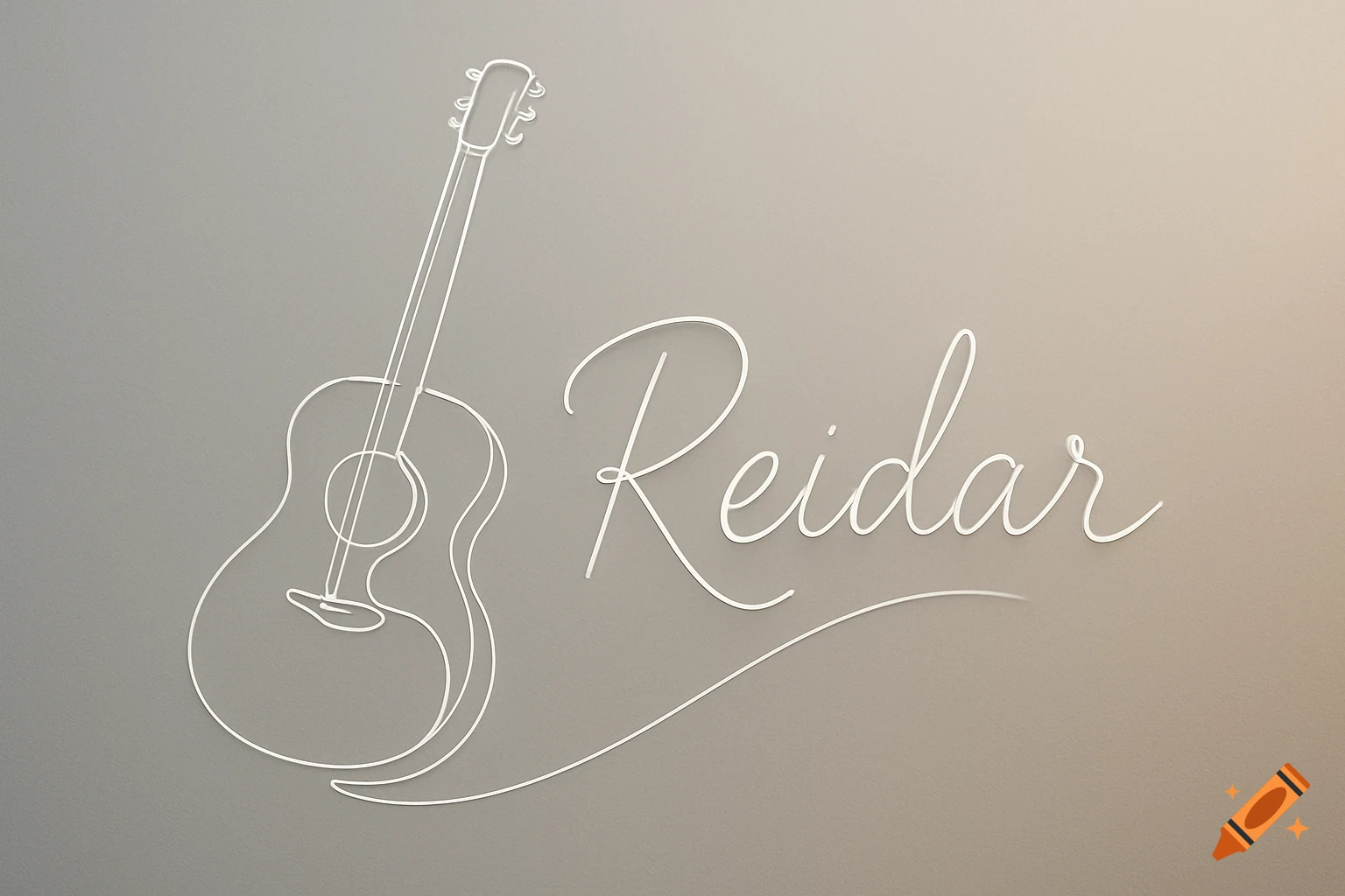 Minimalist line art illustration of an acoustic guitar and the name 'Reidar' on a light gray background.