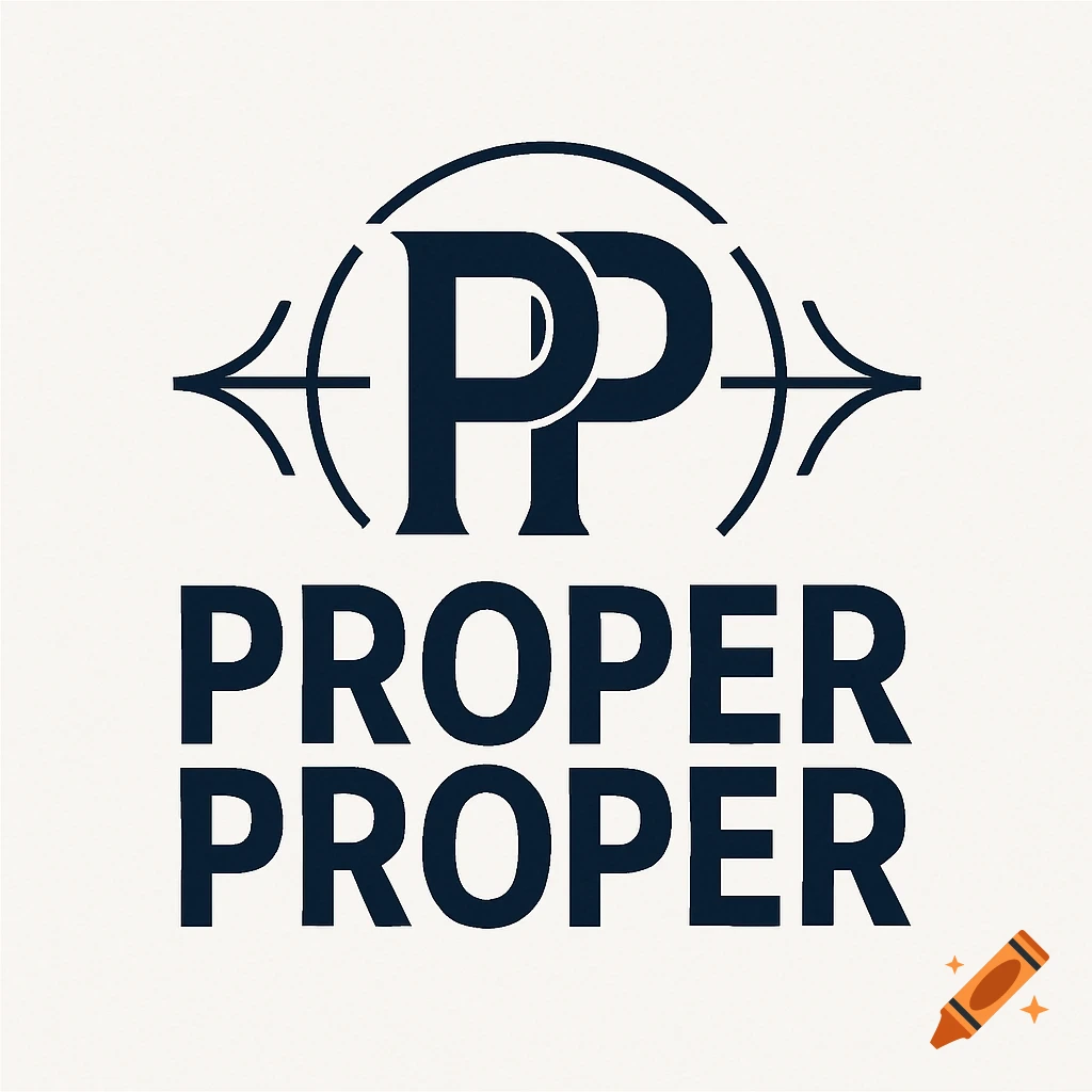 Dark blue logo with two overlapping P's in an arch, above the words "PROPER PROPER" on a white background.