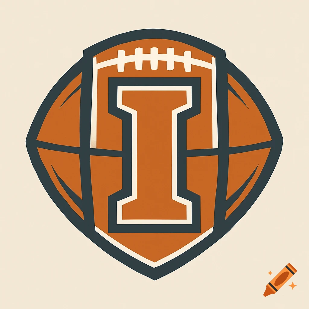 Stylized orange letter 'I' in a football logo, outlined in dark grey and white on a light background.