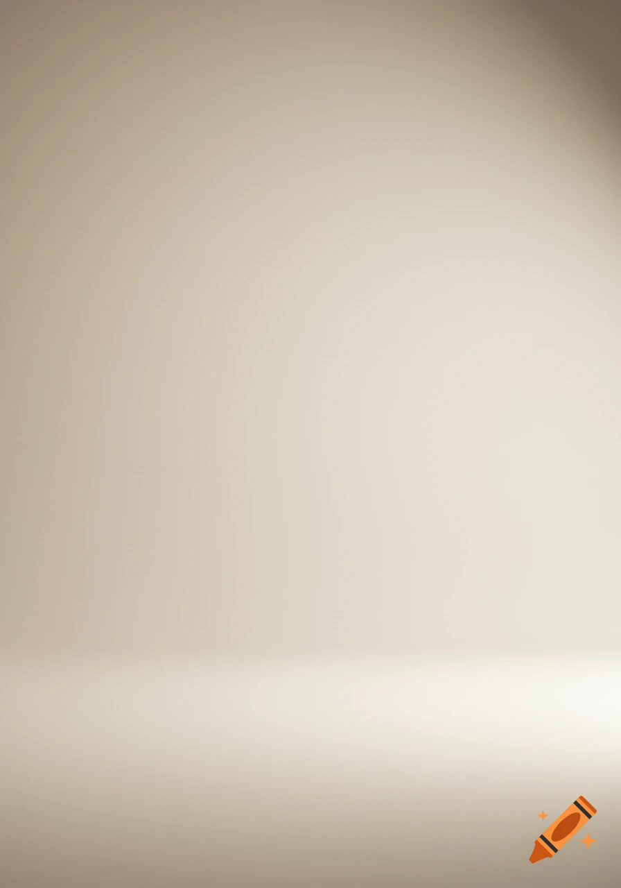 A warm, light beige studio background with a subtle floor line and soft lighting.