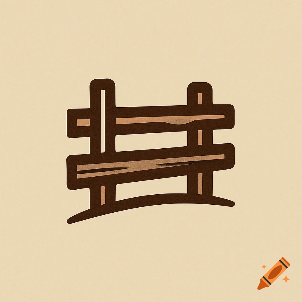 Stylized logo of a rustic wooden fence against a beige background.