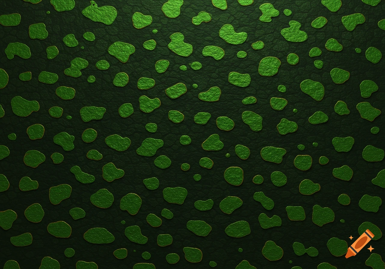 Dark green background with textured, irregular light green spots resembling reptile scales.