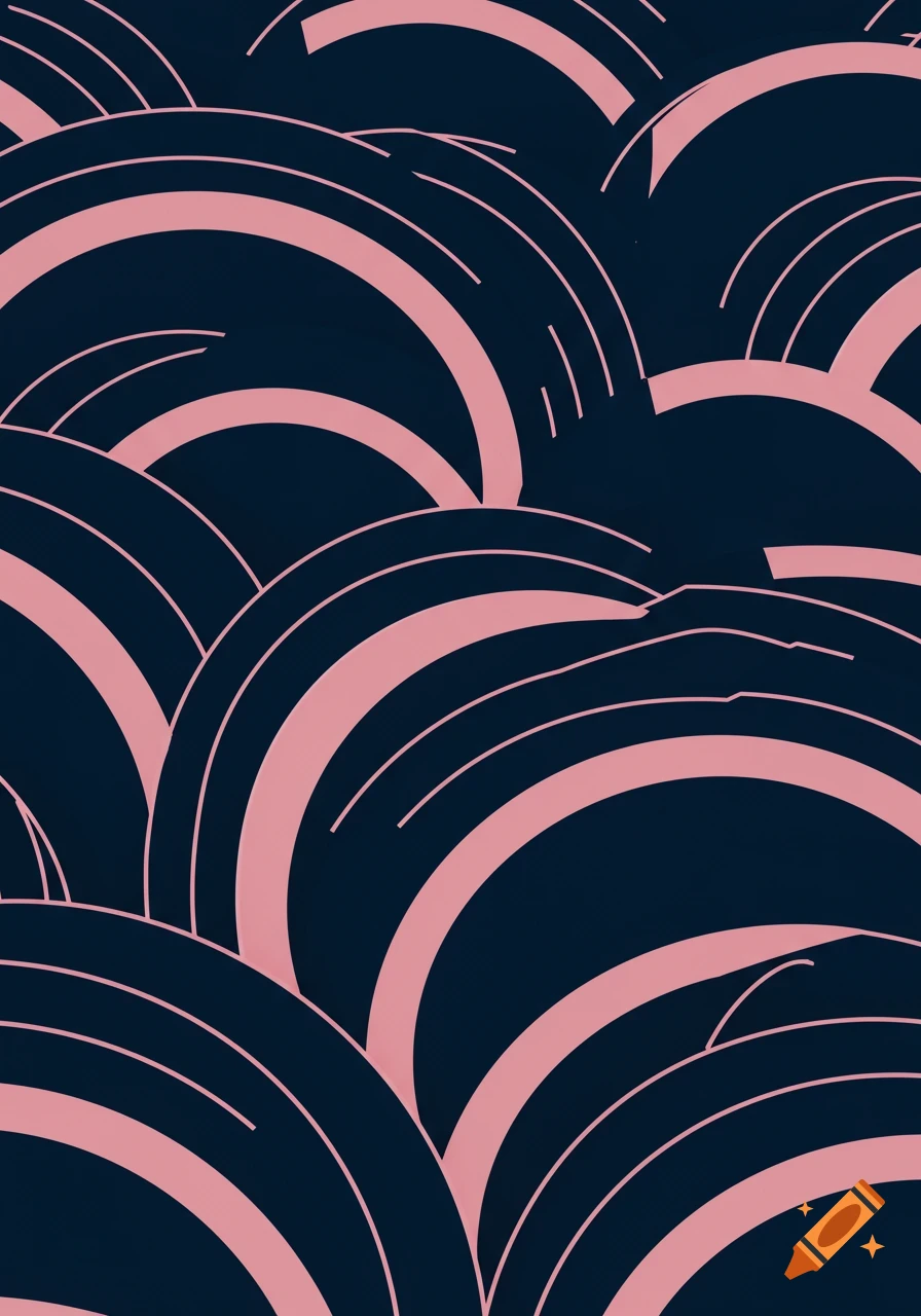 Abstract pattern with deep navy and pink curved lines resembling layered arches or waves.