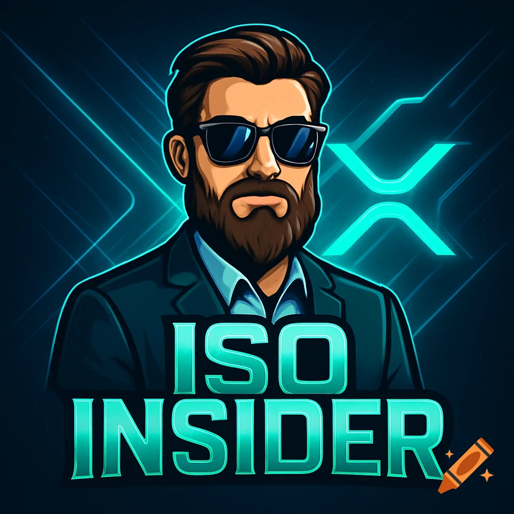 A digital art channel logo featuring a bearded man in sunglasses, with the text 'ISO INSIDER' and an XRP logo.