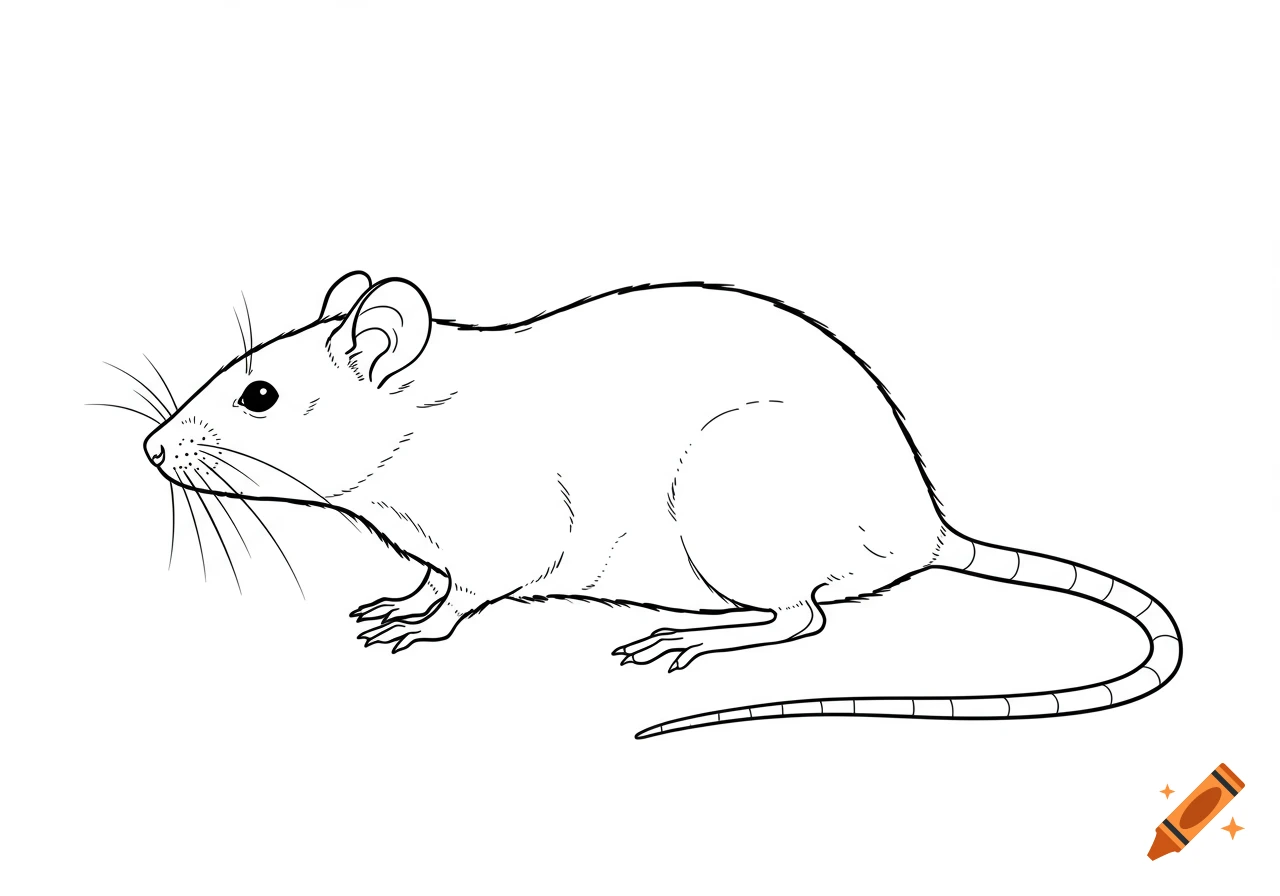 A simple black and white line drawing of a mouse, viewed in profile.