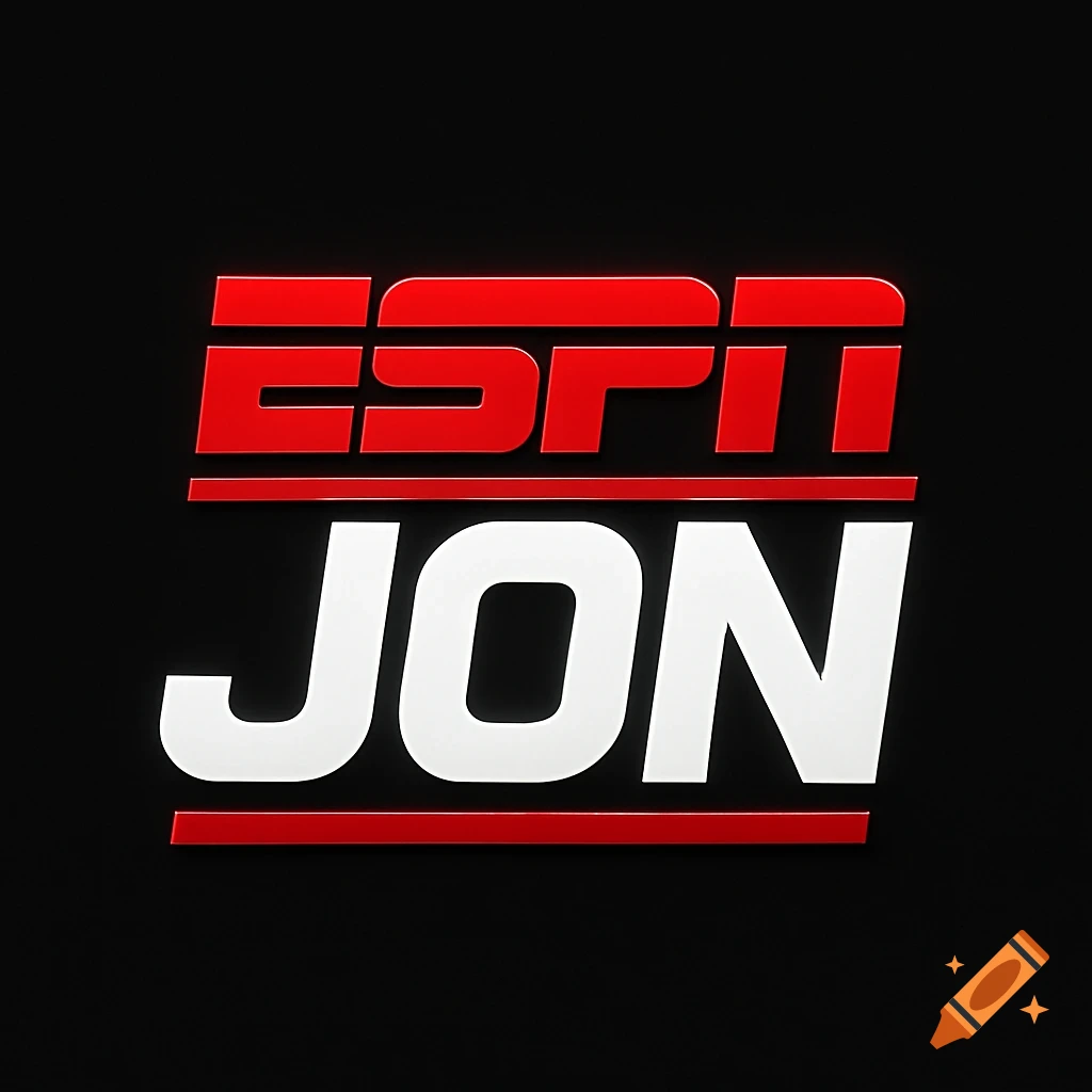 ESPN logo with 'JON' underneath, in red and white 3D text on a black background.