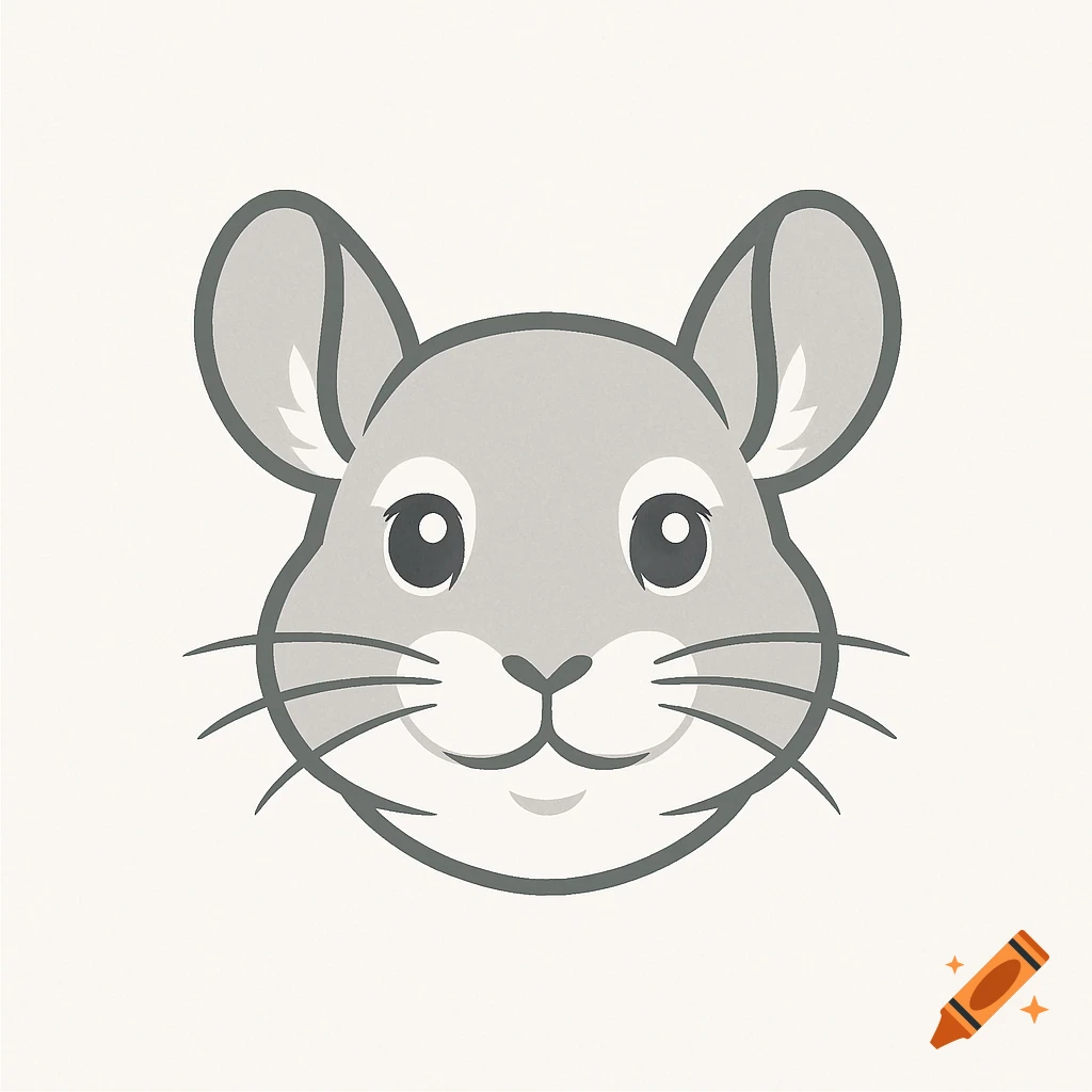 A simple, cartoon-style logo of a gray chinchilla's face with big eyes and whiskers on a light background.