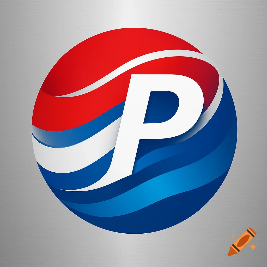 A circular logo with red, white, and blue wavy stripes and a prominent white letter 'P' in the center.