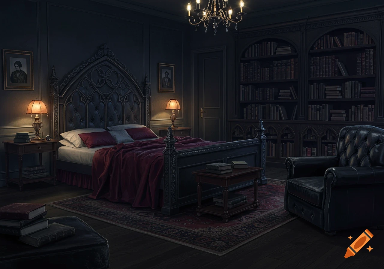 Illustration of Haunted Hotel Room 1408 created on Craiyon, image size:1280x896