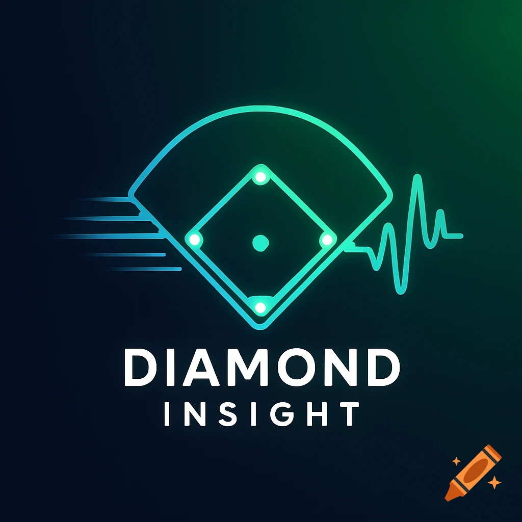 Neon blue and green logo of a baseball diamond with a soundwave and speed lines, with "DIAMOND INSIGHT" text.