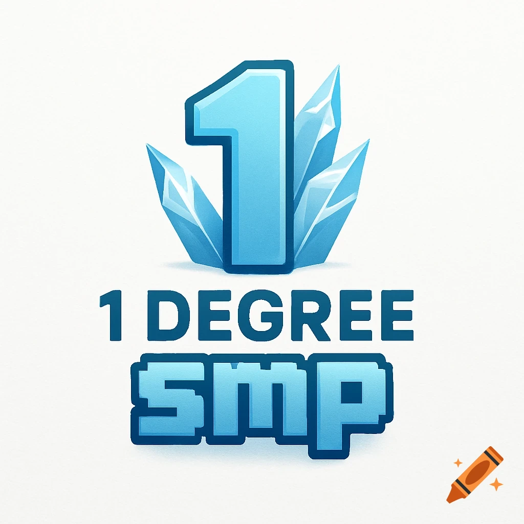 Blue and white logo with a large number '1' and ice crystals, followed by '1 DEGREE SMP' in a pixelated font.