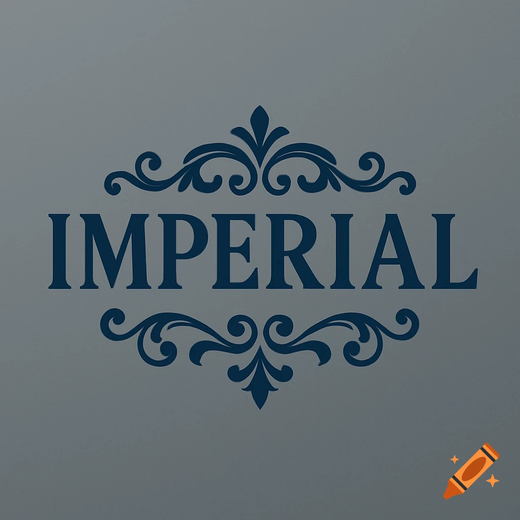 A dark blue logo with the word IMPERIAL surrounded by elaborate ornamental swirls on a light gray background.