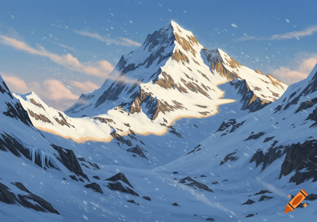 Montagne enneigée en Afrique avec de la poussière on Craiyon, image size:1280x896