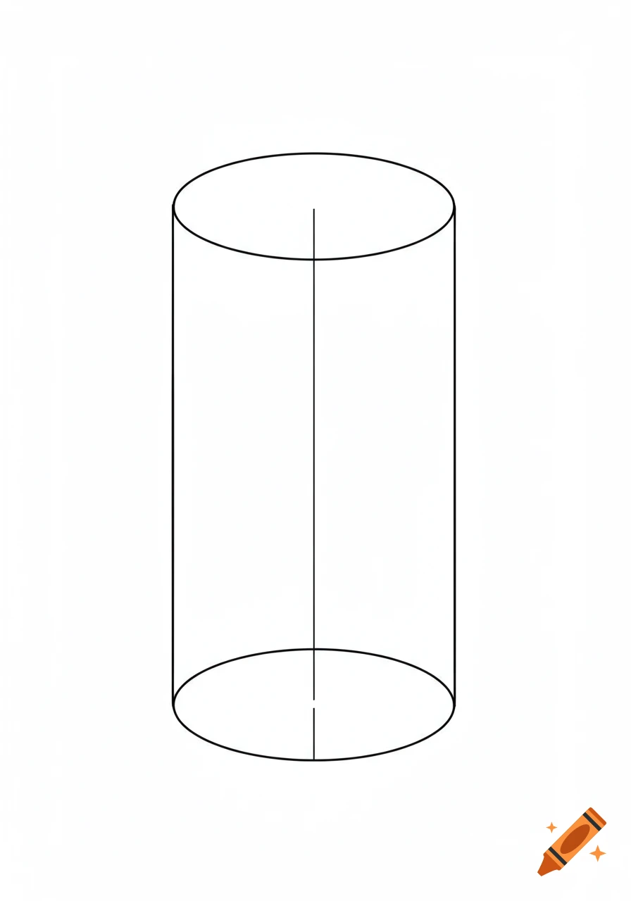 A simple black line drawing of a cylinder on a white background.