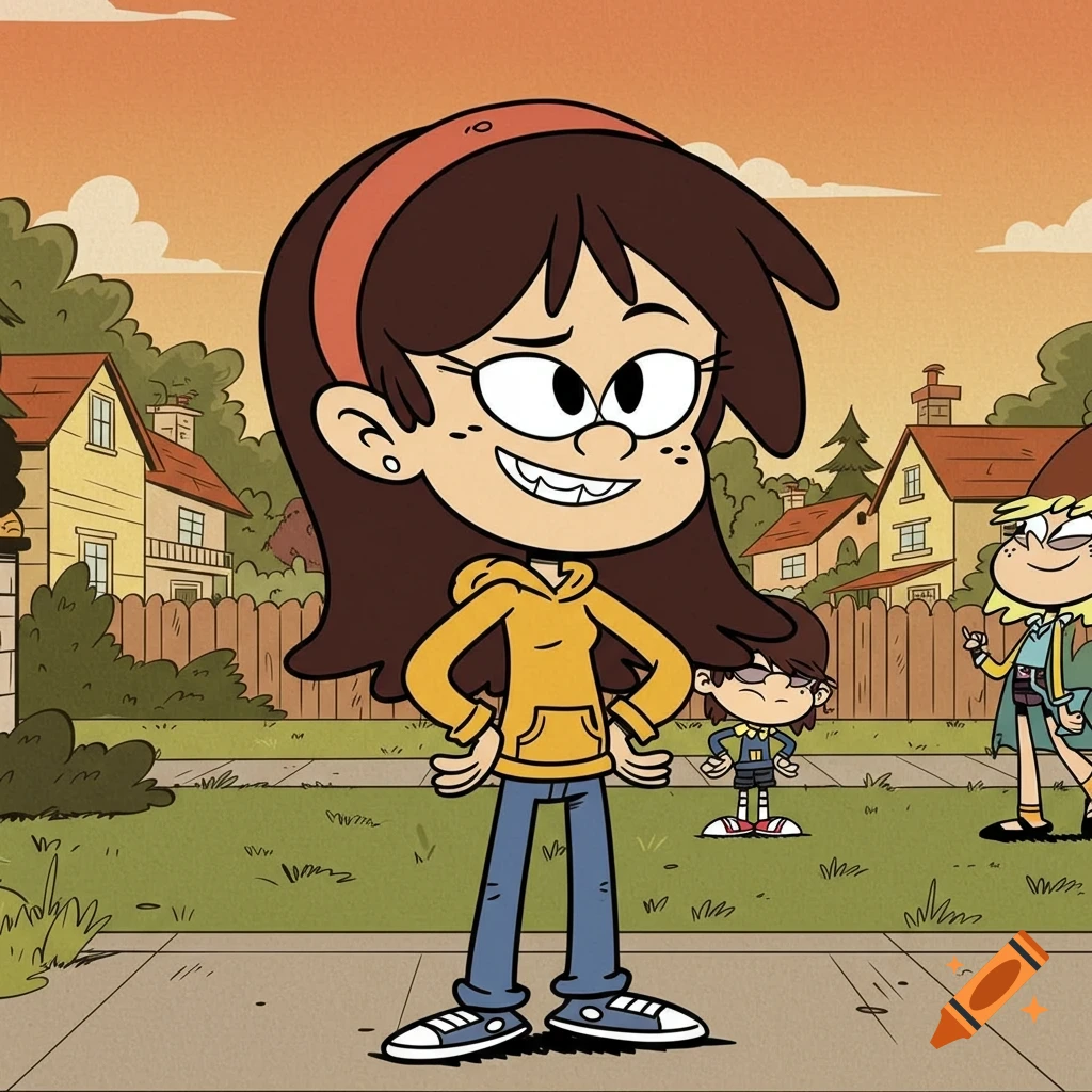 Sid Chang from The Loud House stands smiling with hands on hips in a suburban neighborhood, cartoon style.