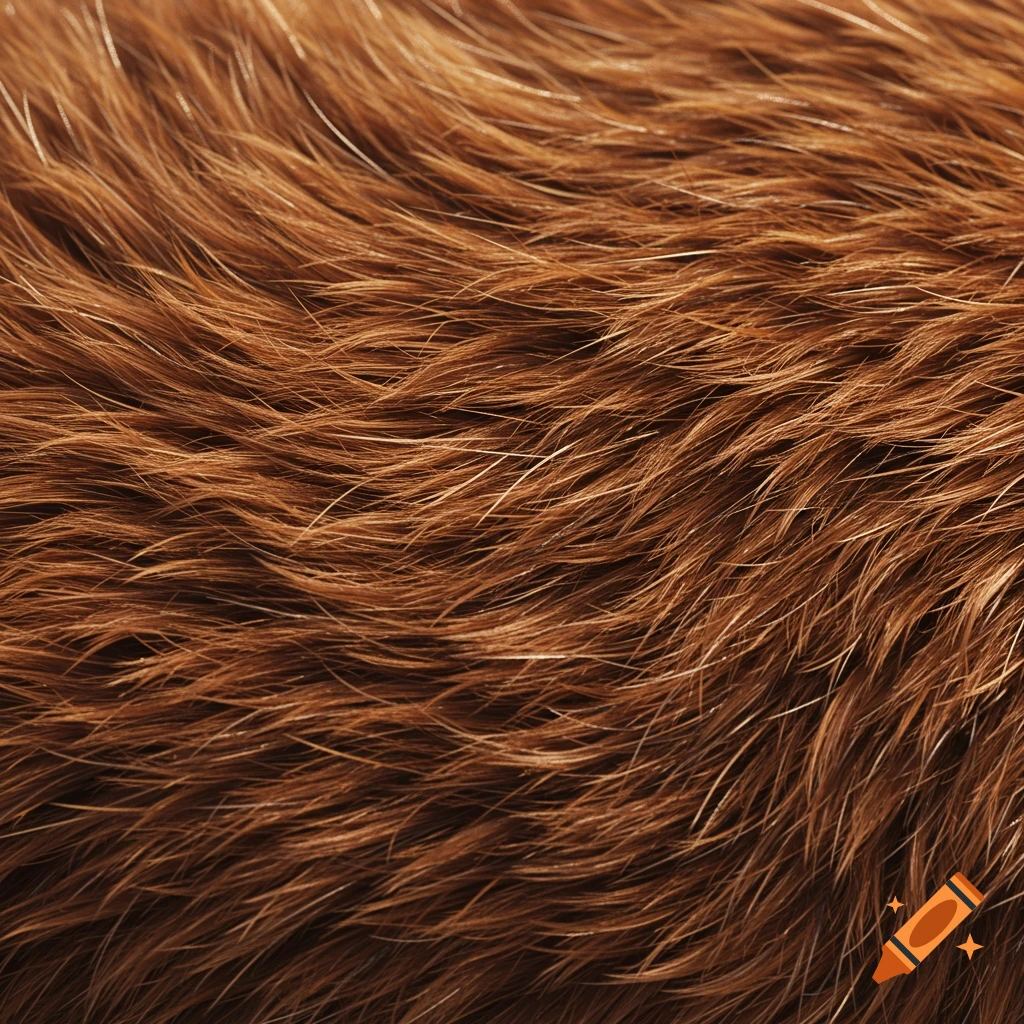 Close-up of wavy reddish-brown fur texture.
