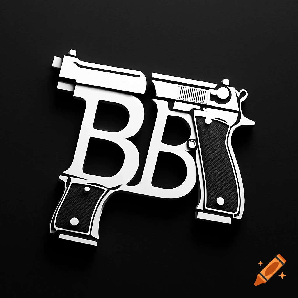 A white stylized 'BB' logo shaped like two pistols on a black background.