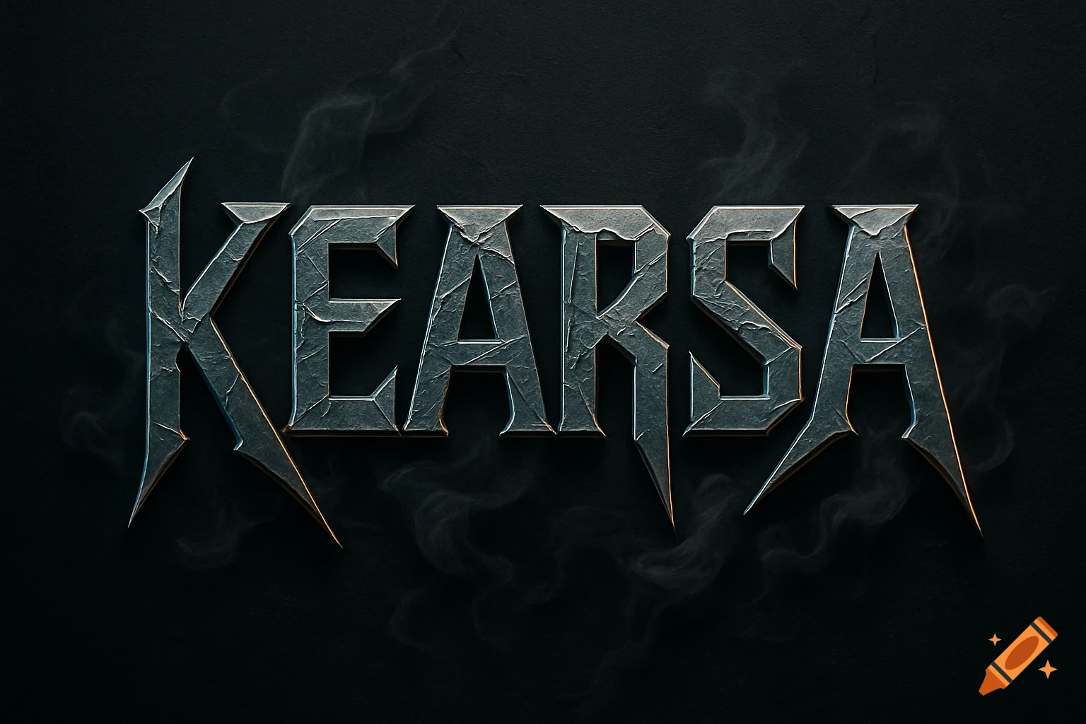 A dark, metallic, jagged text logo for the band KEARSA, with a smoky background, in a heavy metal style.