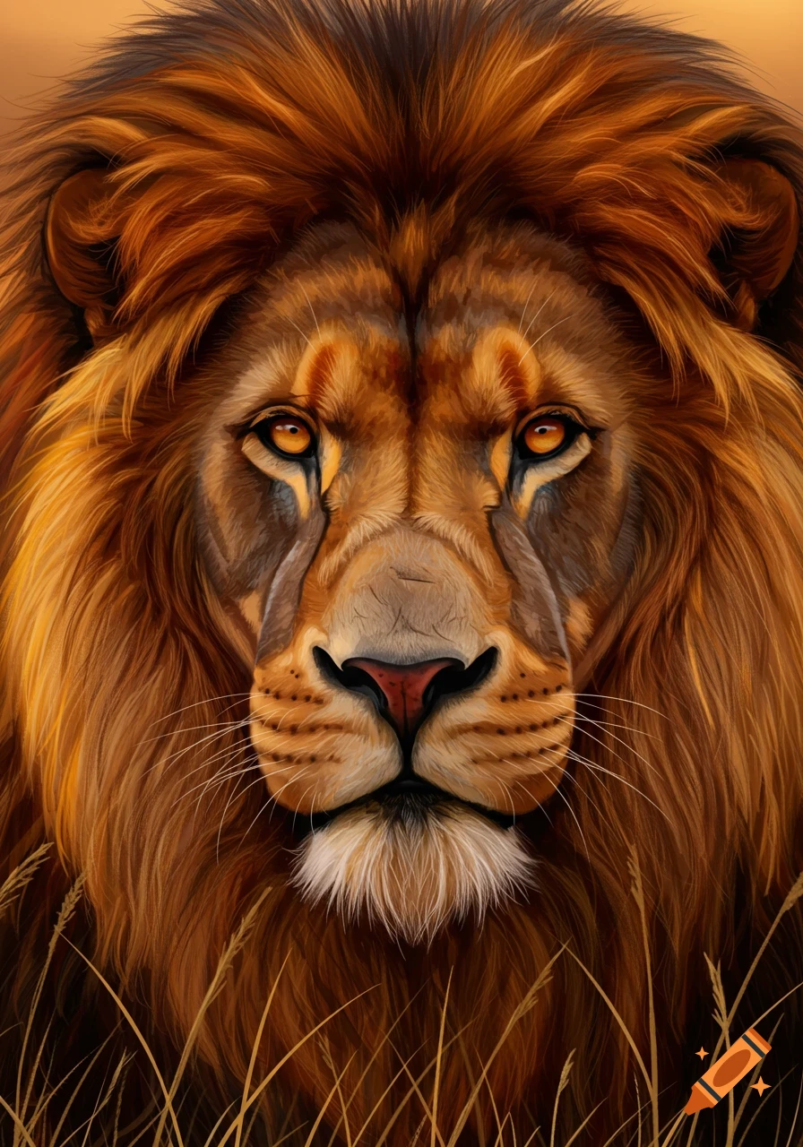 Close up of a Majestic Lion created on Craiyon, image size:896x1280