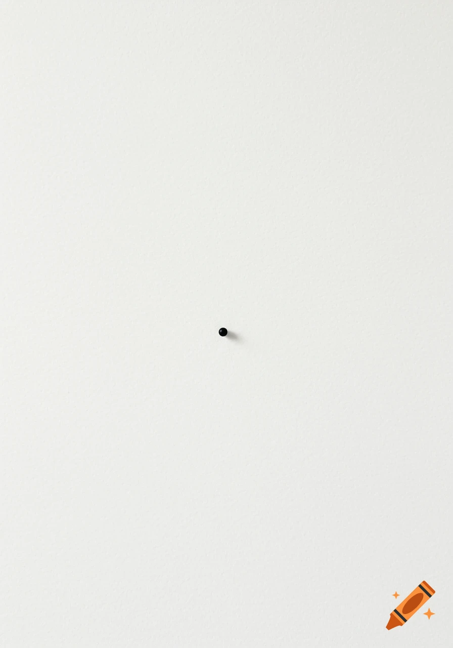 A small black dot centered on a stark white background.