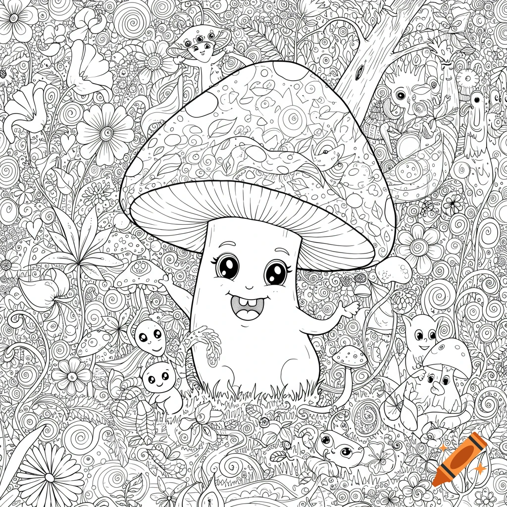 Mushroom Tessellation Pattern created on Craiyon, image size:1024x1024