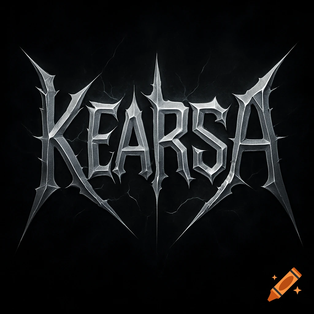 A spiky, metallic band logo for "KEARSA" in capital letters, set against a dark, textured background.