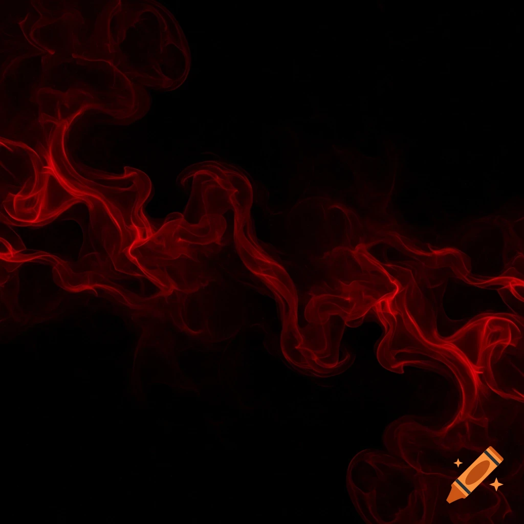 Red smoke-like wisps curl and swirl across a pitch-black background.