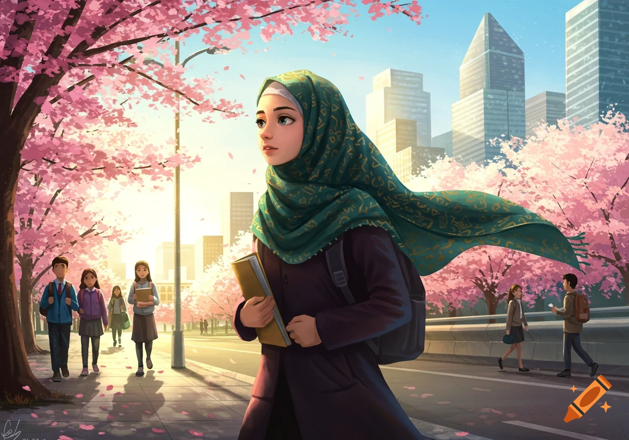 Korean Woman Wearing a Hijab created on Craiyon, image size:1280x896