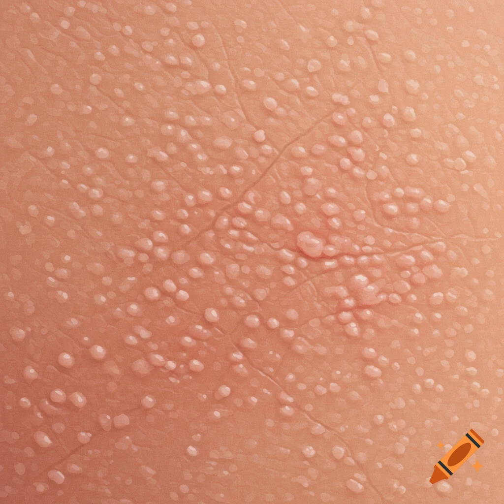 Close-up of human skin covered in numerous small, pale bumps, resembling a dermatological condition.