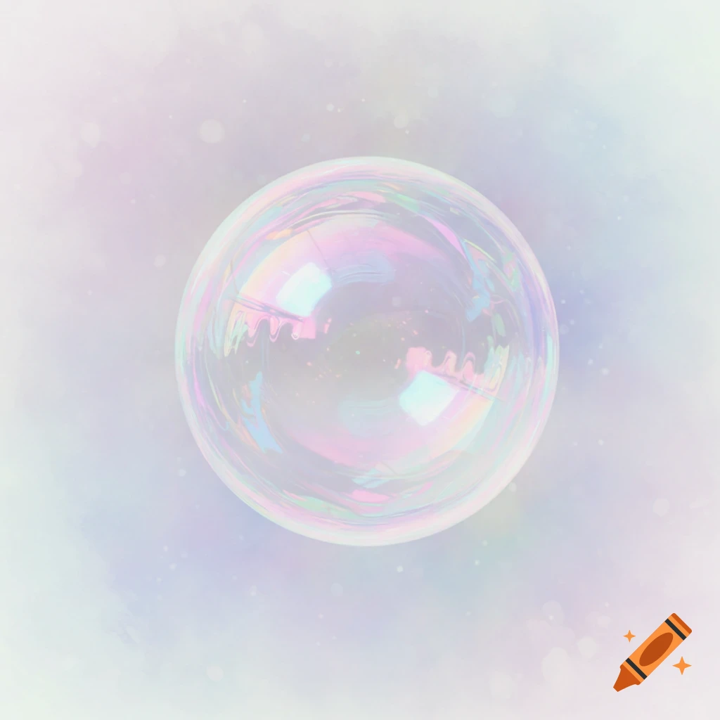 A pastel watercolor bubble floats in the center of a soft, ethereal background.