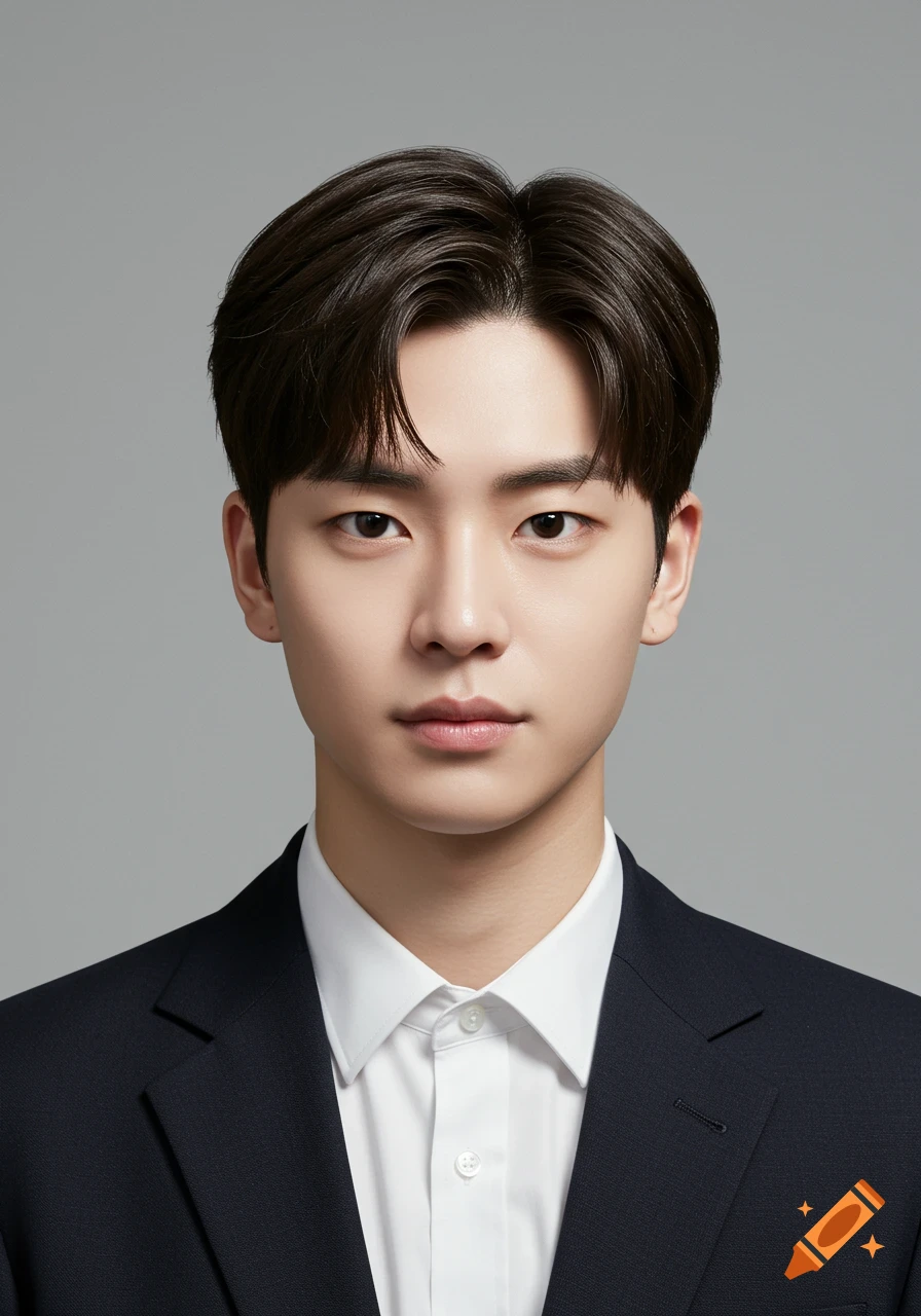 A young man with dark hair in a dark suit and white shirt, looking directly at the camera against a gray background.