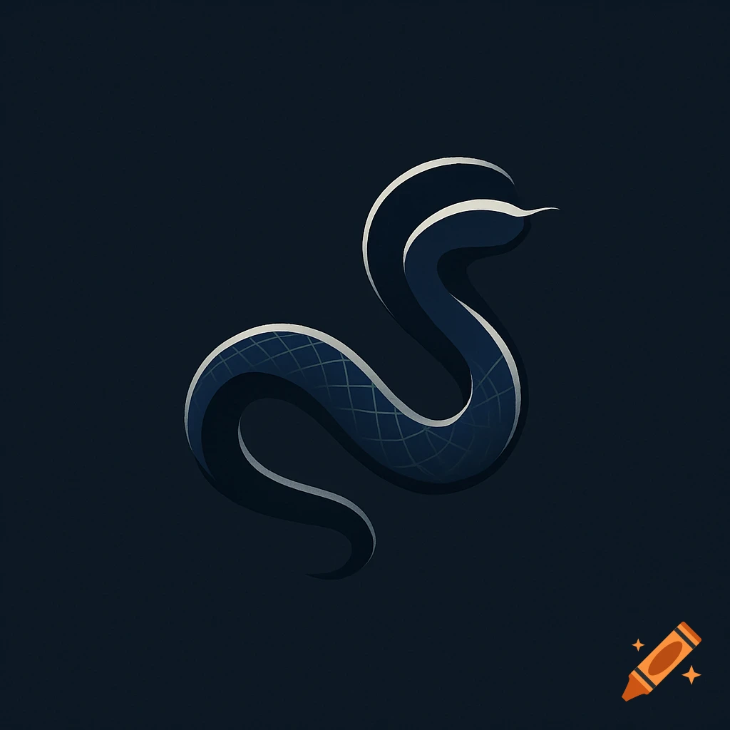 Flat, stylized dark blue and white cobra logo on a dark background.