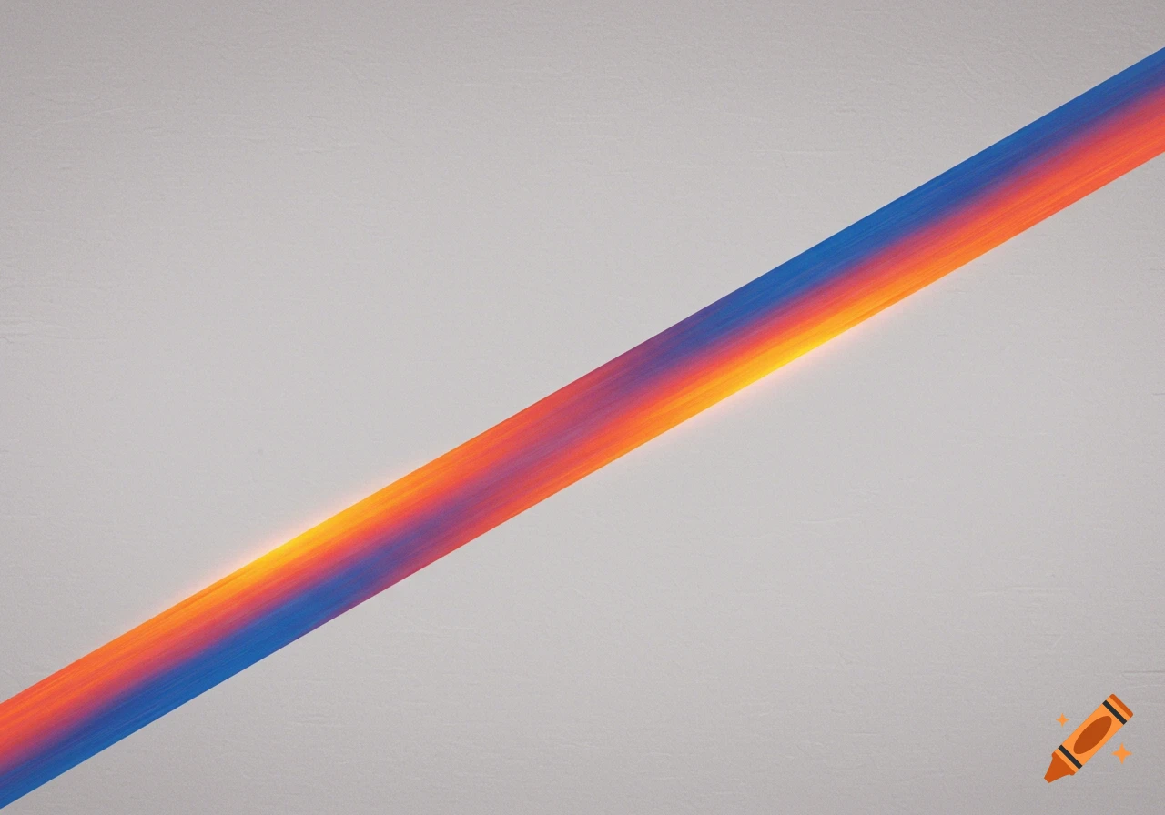 A diagonal stripe with a gradient from blue to orange and red on a light gray background.