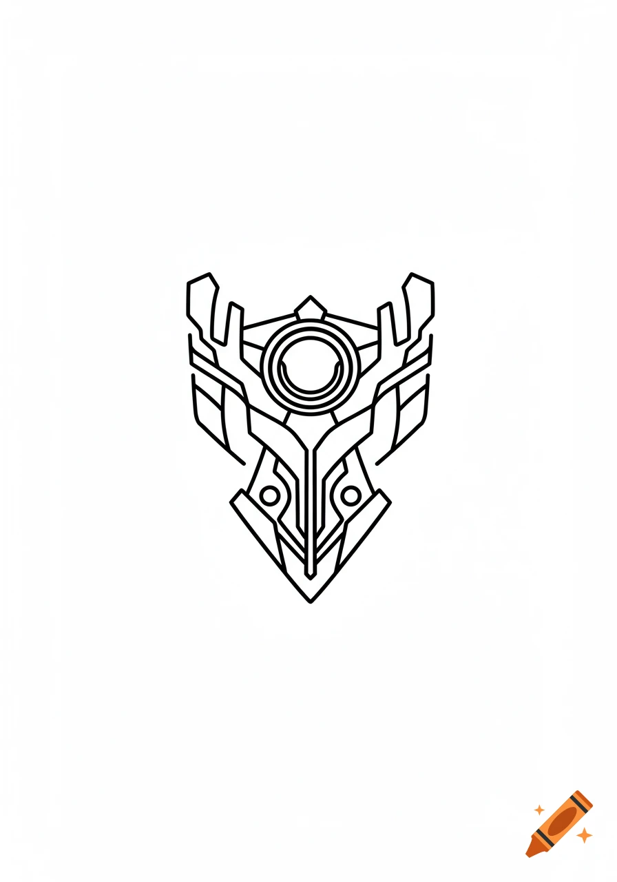 Minimalist black line art of the Aegis of Champions emblem from Dota 2 on a white background.