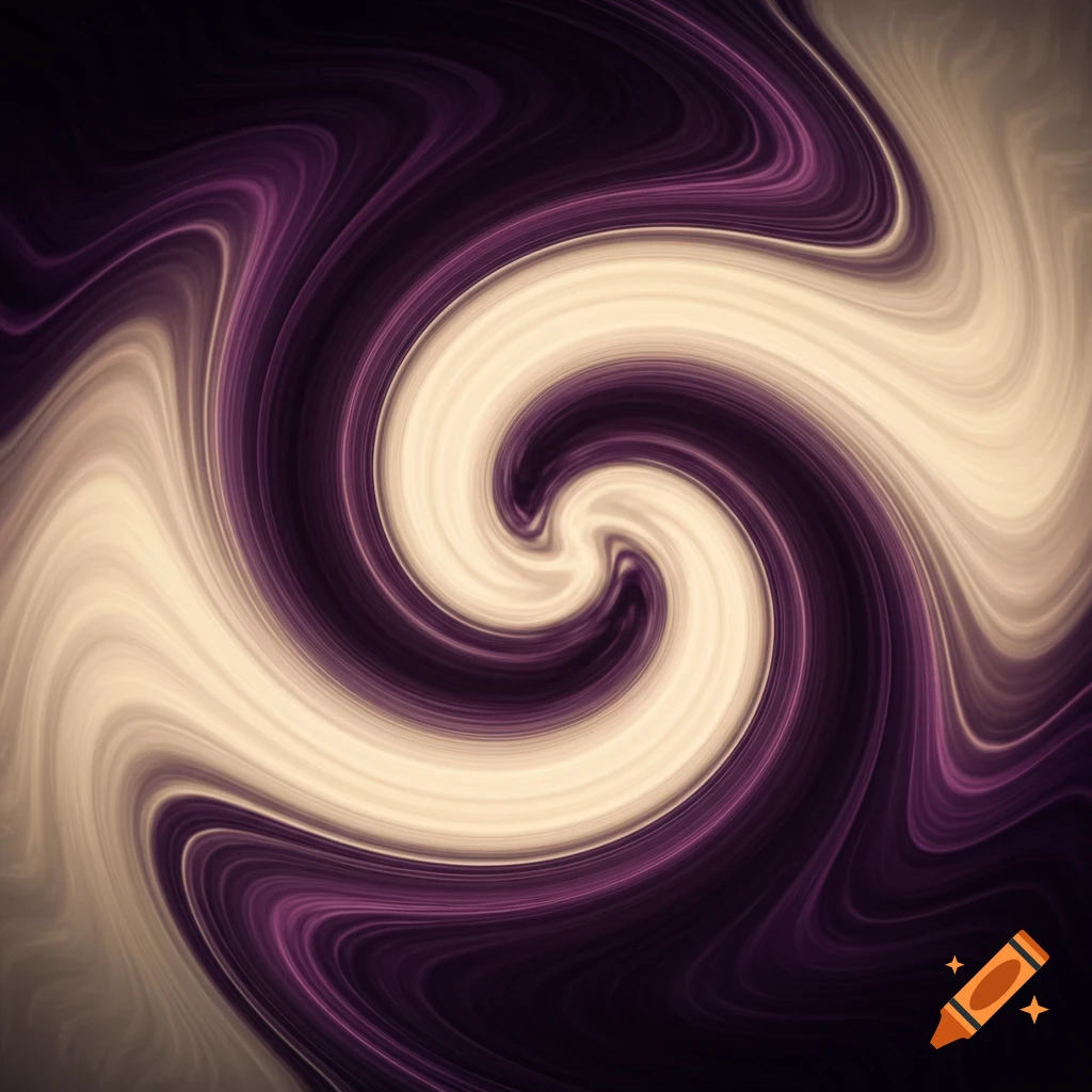 Abstract swirl of ivory, purple, and black colors.