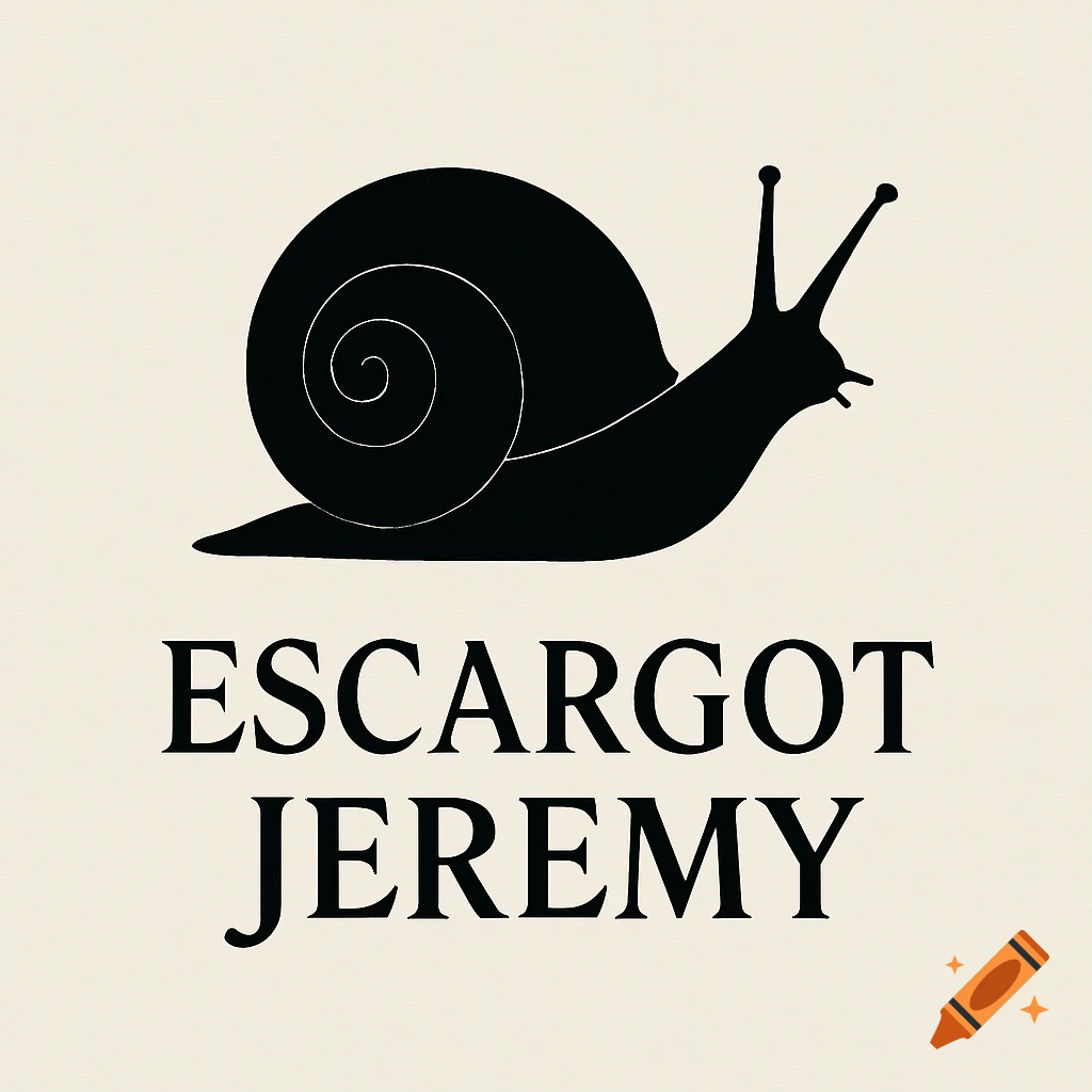 A black silhouette of a snail with the text 'ESCARGOT JEREMY' below it on a light background.