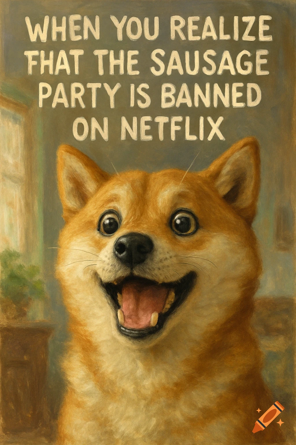 Doge Meme created on Craiyon, image size:1024x1536