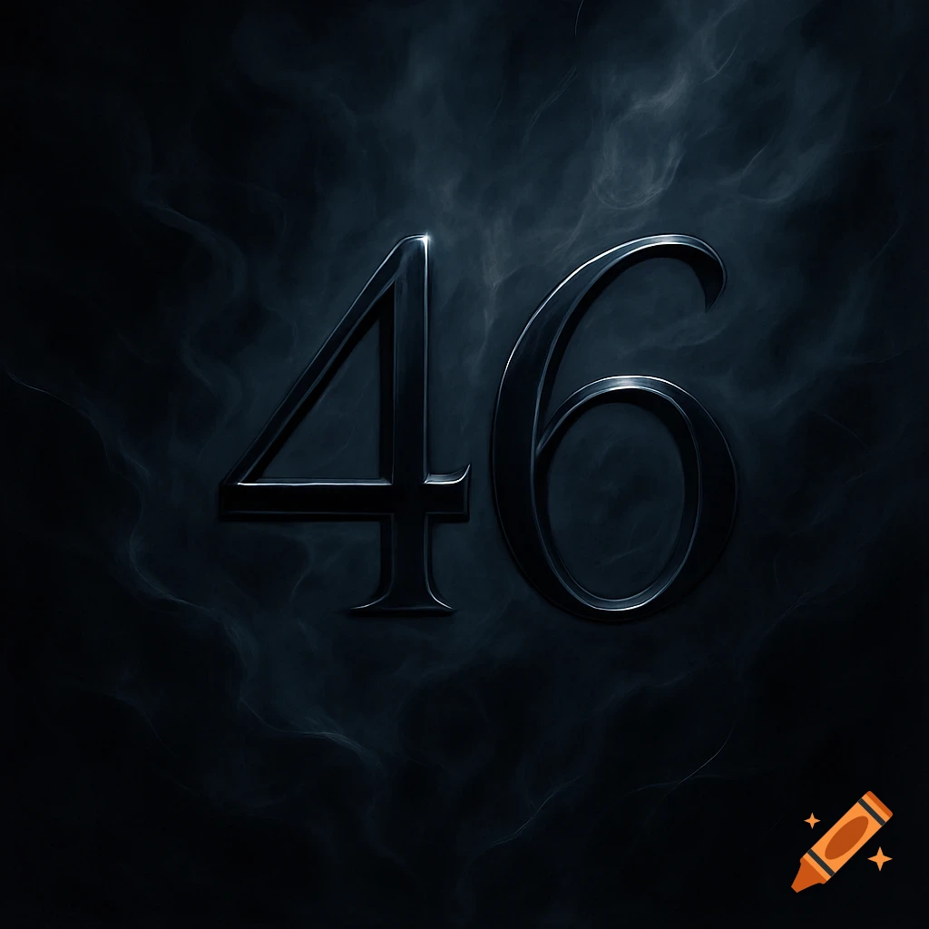 Metallic numbers 46 against a dark, smoky background.