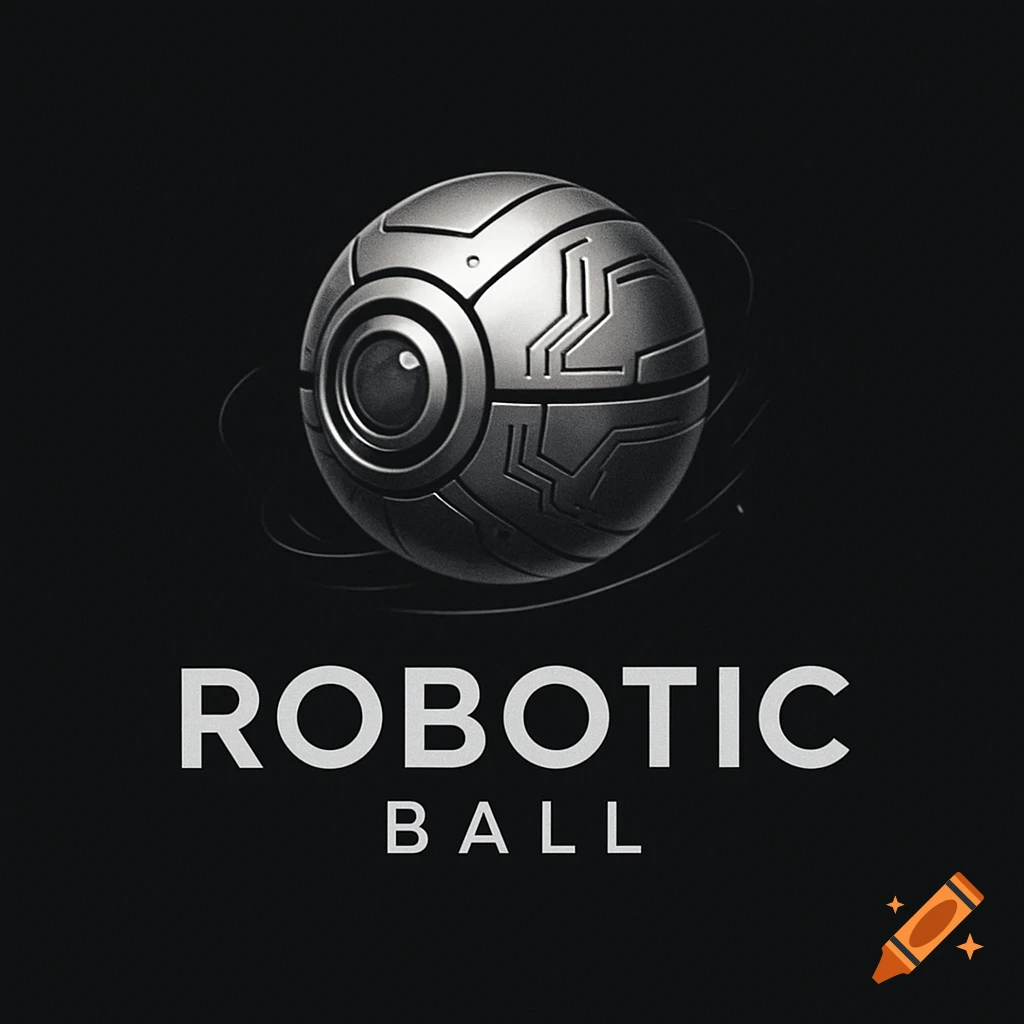 A sleek metallic robotic ball logo with a camera lens, above the words 'ROBOTIC BALL' on a dark background.